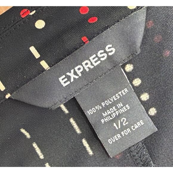 Express Womens Black Red Long Sleeve Wrap Dress Size 1/2 Y2K - Picture 4 of 6